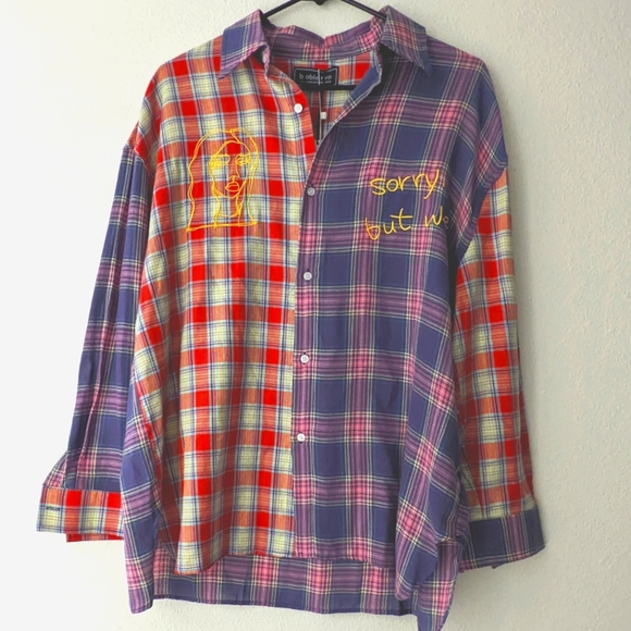 NWT B.A.T Button Up Mixed Plaid Long Sleeve Shirt - Picture 4 of 13